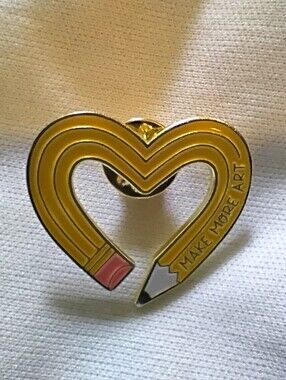 🧁 3/$30 Make More Art Heart-shaped Pencil Enamel Pin NEW
